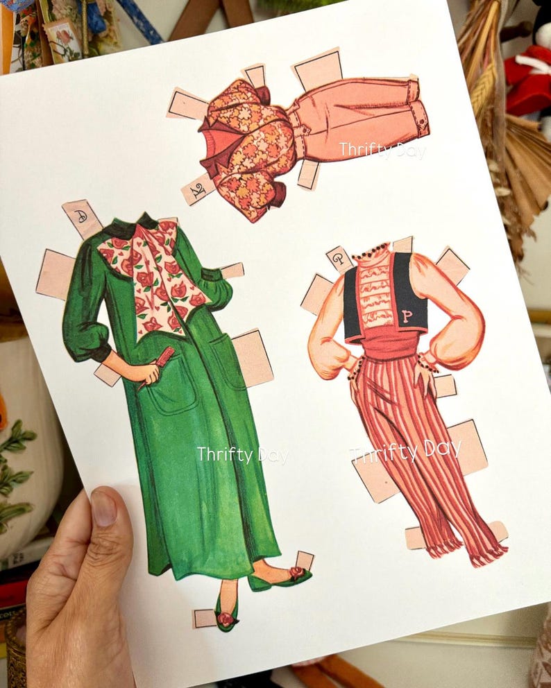 Digital Download: Vintage Paper Doll Dresses for Junk Journals - Etsy