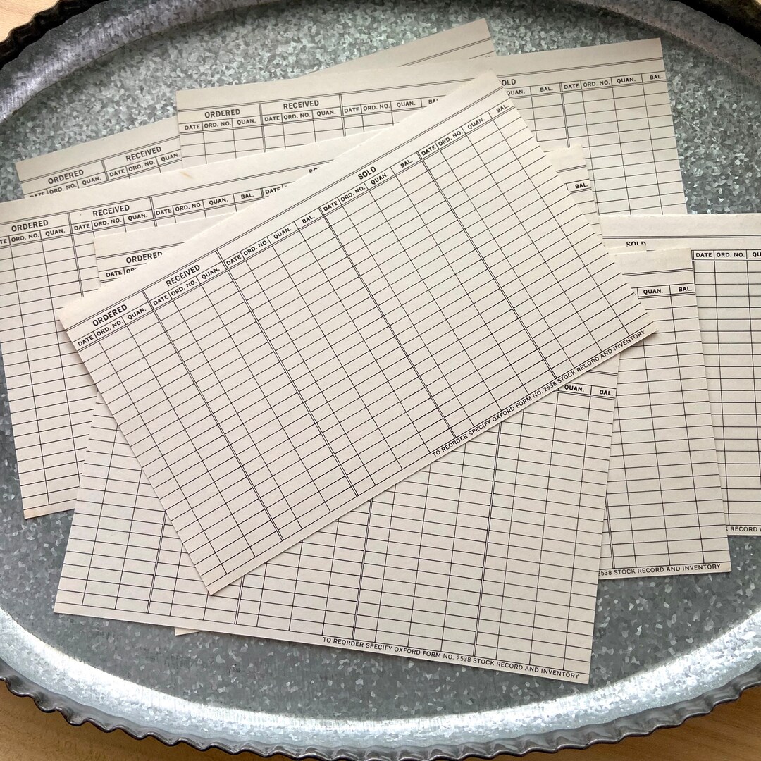 Set of 10 Vintage Index Cards 5x8 Etsy