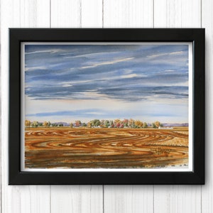 Autumn Wheat Field Watercolor Art Print