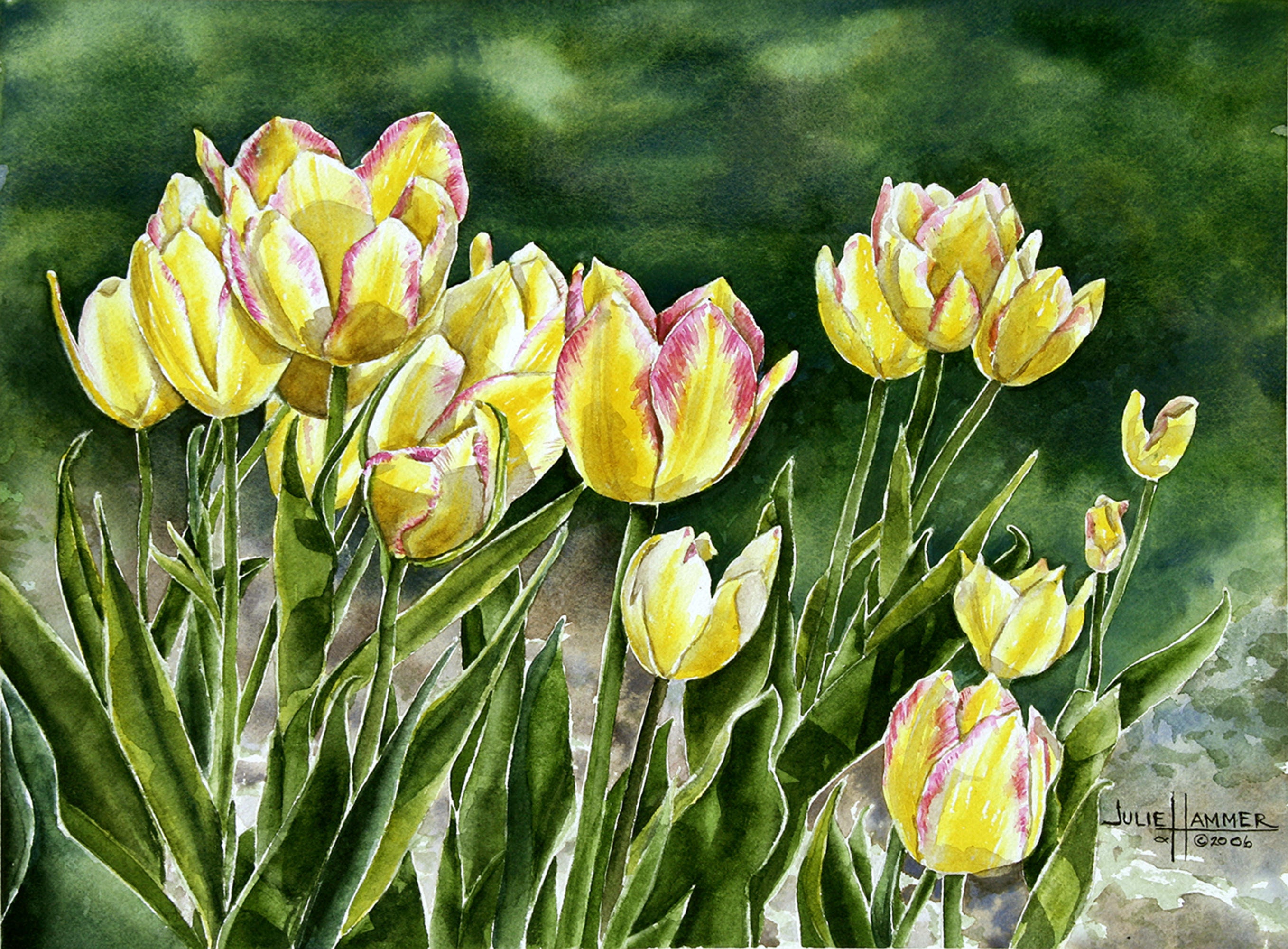 Yellow Tulips Watercolor Art Print - Etsy