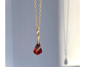 Garnet Necklace: 14kt Gold Filled January Birthstone