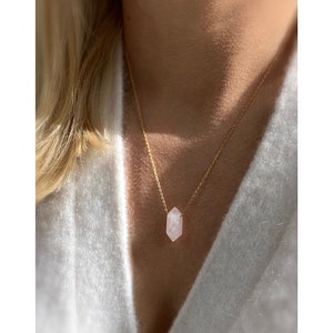 Rose Quartz 14kt Gold Filled Pendant Necklace: Crystal Healing
