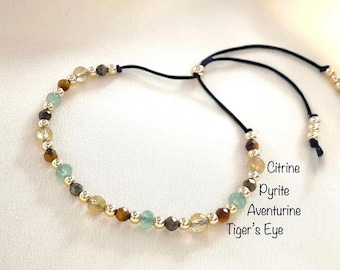 Armband Kristallfülle, Citrin, Pyrit, Aventurin, Tigerauge