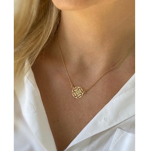 Gold Flower of Life Necklace. Gold Rosette Pendant. Gold Medallion. Minimalist Necklace. Layering Necklace. Christmas Gift for Her.