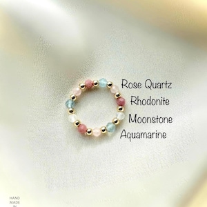 Anillo de embarazo, joyería de cristal para futura mamá, piedra lunar, aguamarina, cuarzo rosa, regalo para baby shower.