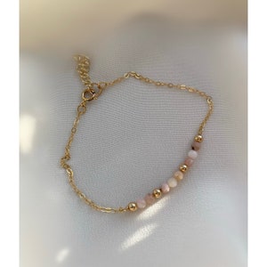 Opal Gold Filled Beaded Bracelet: April Birthstone Jewelry