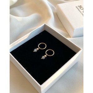 Delicate Moonstone Earrings: 18kt Gold Plated Sterling Silver Studs