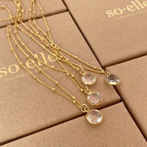 Clear Quartz 14kt Gold Filled Necklace: April Birthstone Pendant