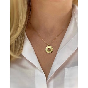 Gold Vermeil Open Circle Paperclip Necklace - Minimalist Layering Pendant