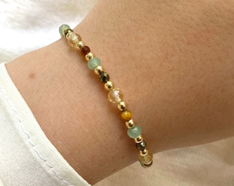 Citrin, Pyrit, Aventurin, Tigerauge Edelstein Armband, Überfluss Wohlstand Schmuck