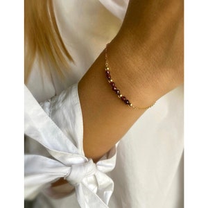 Gold Filled Garnet Bracelet: January Birthstone Beaded Jewelry