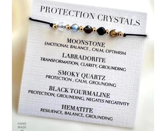Ultimate Protection Bracelet, Grounding & Protecting Crystals, Gift for Empaths, Black Tourmaline Protection, Labradorite, Hematite