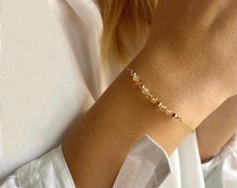 Citrine Beaded Gold Filled Bracelet, November Birthstone Jewelry
