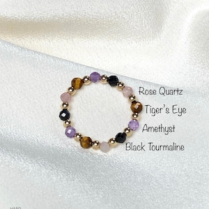 Empath Schutz Ring, Schwarzer Turmalin Schmuck, Energie Schild Inspiriert Geschenk, Geschenk für Sie, Erdung Kristall Ring