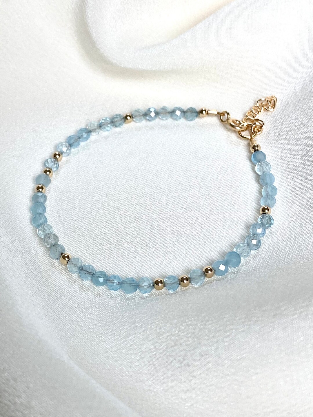 Aquamarine Gold Filled Bracelet. Aquamarine Jewelry. March - Etsy