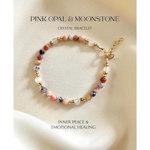 Opal & Moonstone Beaded Bracelet: 14kt Gold Filled Gemstone