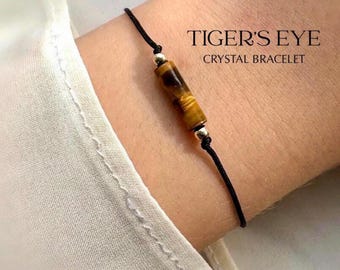 Tiger's Eye Cord Bracelet, Protection, Wealth & Courage , Positive Energy, Adjustable, Good Fortune Bracelet, Stackable