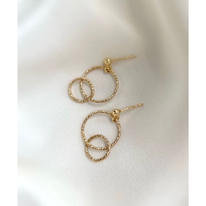 Gold Plated Double Circle Earrings: Sterling Silver Dangle Hoops