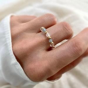 Fertility Crystal Ring: Aquamarine, Moonstone, Rose Quartz