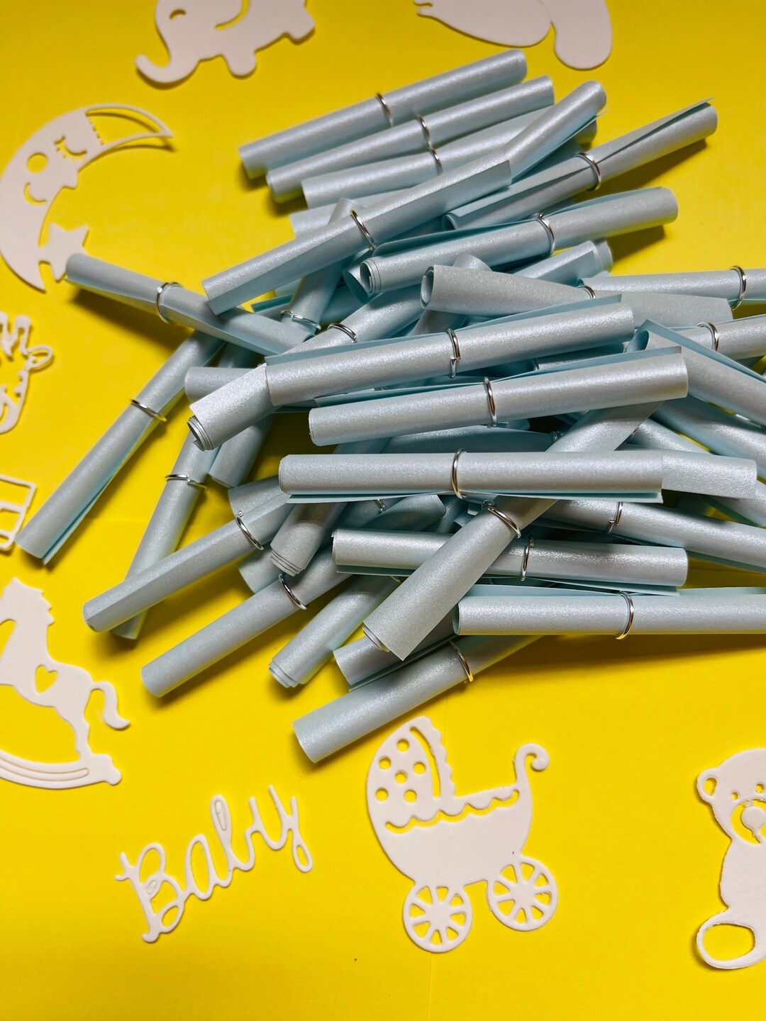 Baby Shower Message in a Bottle Scrolls, Wish and Promise for the New