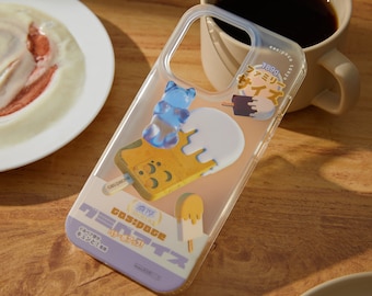 Étui de protection pour iPhone avec crème glacée molle japonaise et poignée d'ours en gélatine qui tourne Fidget