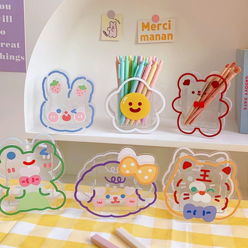 New Kawaii Acrylic Pen Holder / Desk Organizer / Cute Office Etsy