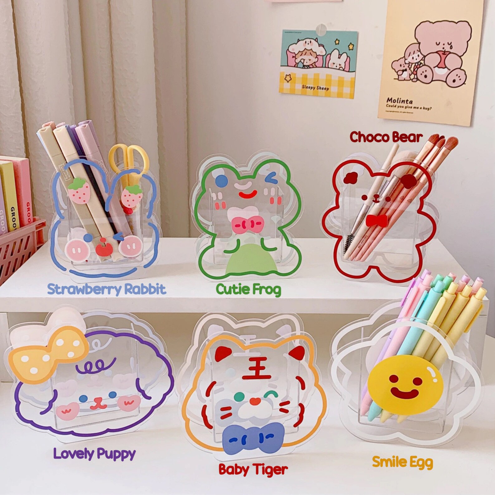 New Kawaii Acrylic Pen Holder / Desk Organizer / Cute Office Etsy