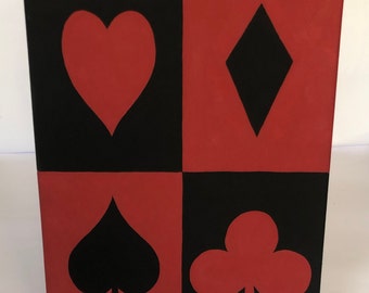 Spade, Clover, Heart, Diamond Hand Painted Painting