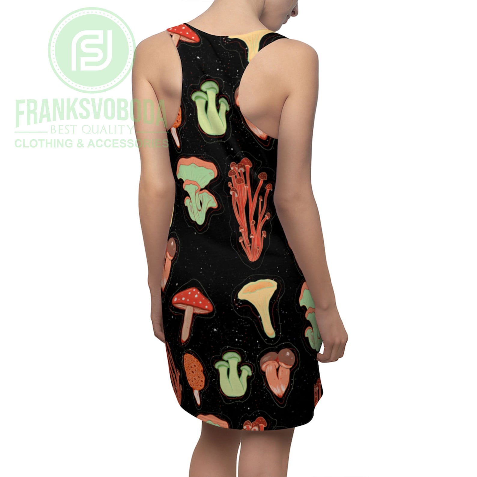 Mushroom Dress Vintage Dress Mushroom Black Dress Summer Etsy