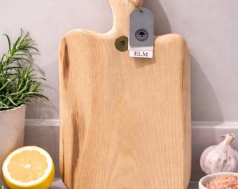 Personalised Elm Chopping Board, Engraved Cutting Board Gift, Wedding or Housewarming Present