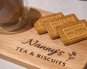 Personalised Wooden Tea, Coffee and Biscuit Serving Board
