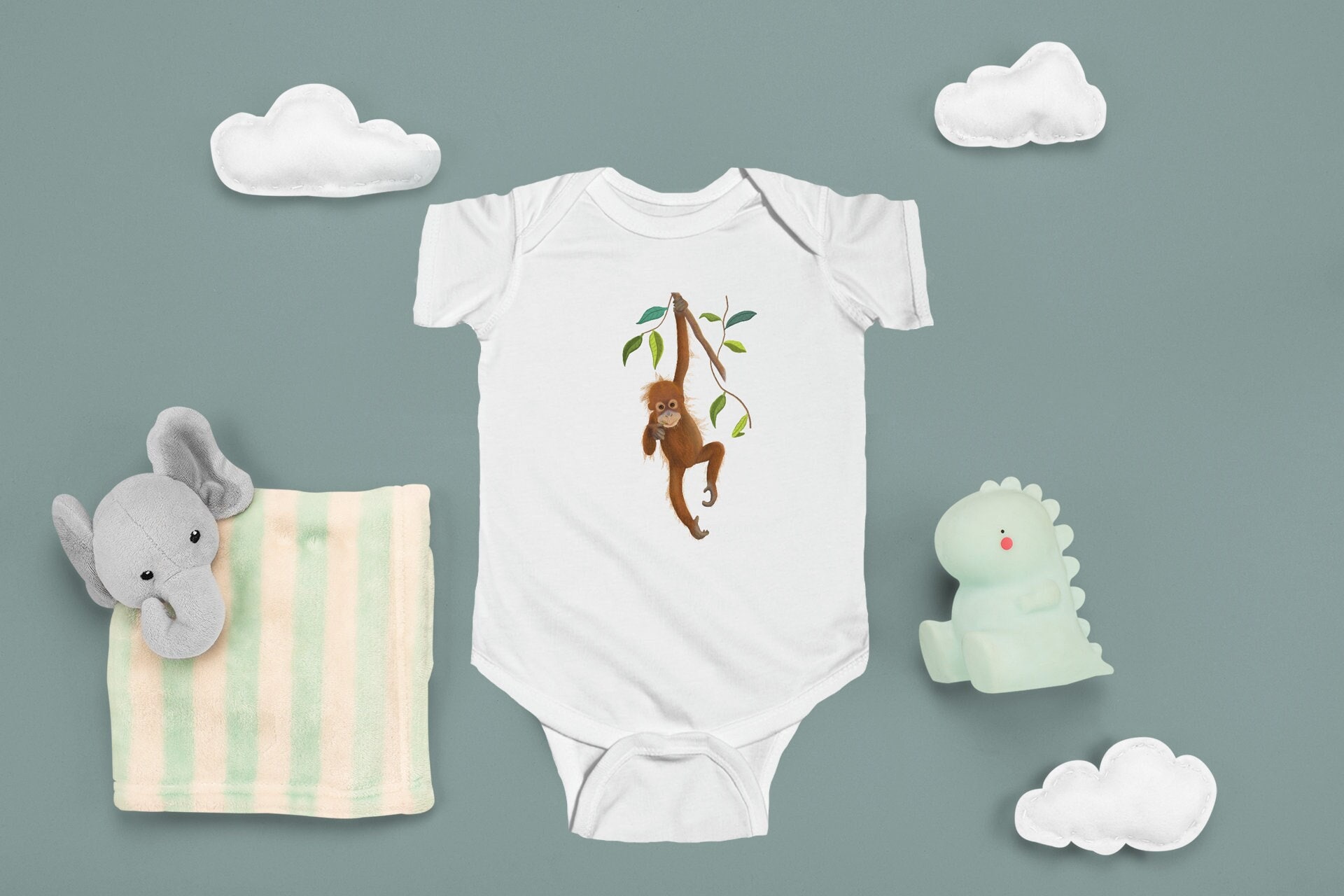 Orangutan Onesie Monkey Baby Shower Monkey Baby Outfit