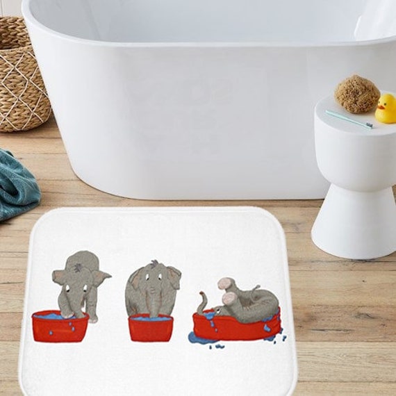 Elephant Bath Mat Elephant in Bathtub Kids Bathroom Mat Etsy