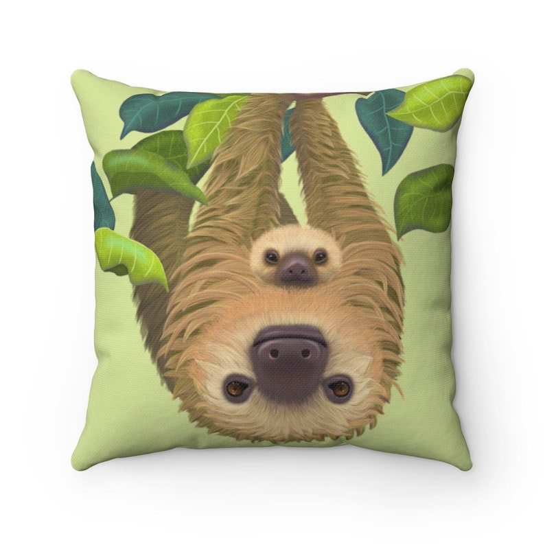 Sloth pillow, nursery pillow, animal pillow, wildlife cushion, nursery decor, kids room decor, jungle nursery, jungle kids room, sloth kids image 6