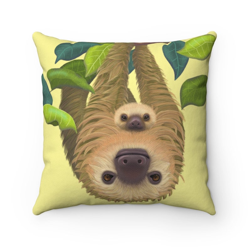 Sloth pillow, nursery pillow, animal pillow, wildlife cushion, nursery decor, kids room decor, jungle nursery, jungle kids room, sloth kids image 5