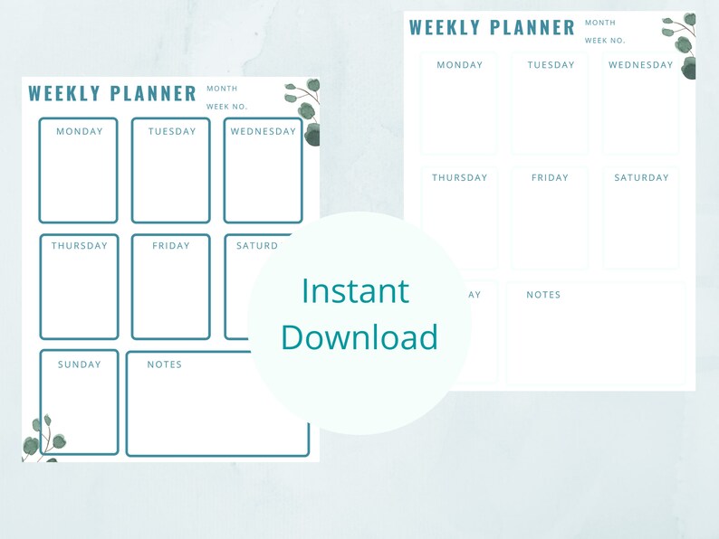 Two Weekly Planners | Printable | Fillable PDF | Printable PDF ...