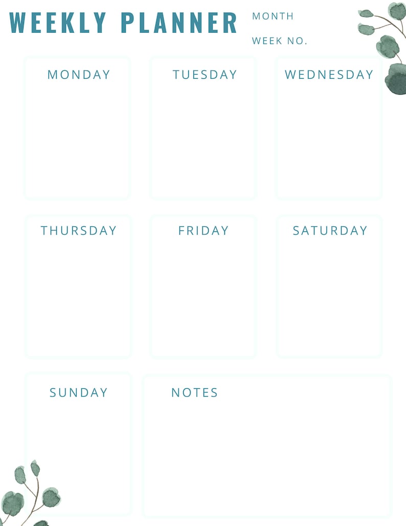 Two Weekly Planners | Printable | Fillable PDF | Printable PDF ...