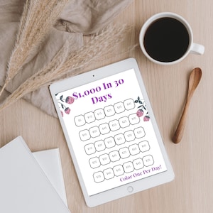 1,000 Dollar Savings Challenge Printable | Money Savings Challenge | Savings Tracker | Savings Printable | Savings in 30 Days