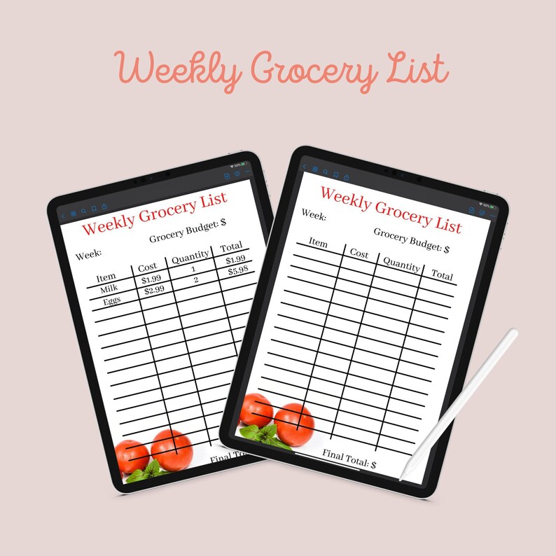 Weekly Grocery List Printable Grocery List on a Budget Grocery List