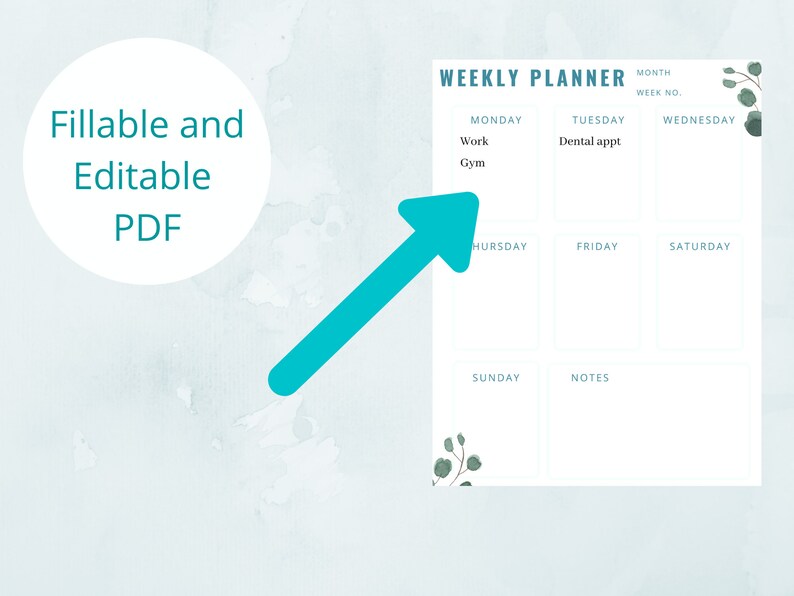 Two Weekly Planners | Printable | Fillable PDF | Printable PDF ...