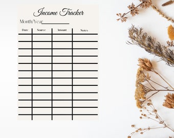 Monthly Income Tracker | Income Planner | Passive Income Tracker | Income Organizer