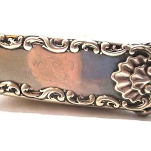 Antique Wood & Hughes Sterling Silver Hair Brush Pattern 3905 Victorian Repousse Monogram 1892