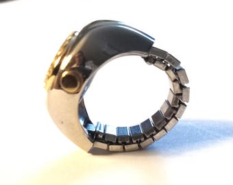 Quartz Ring Watch 21mm Case | Silver Tone Crystal Accent  display picture 1