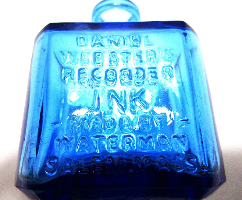 Recorder Ink Vintage Blue Daniel Webster Recorder Wheaton Ink Well Bottle - Etsy
