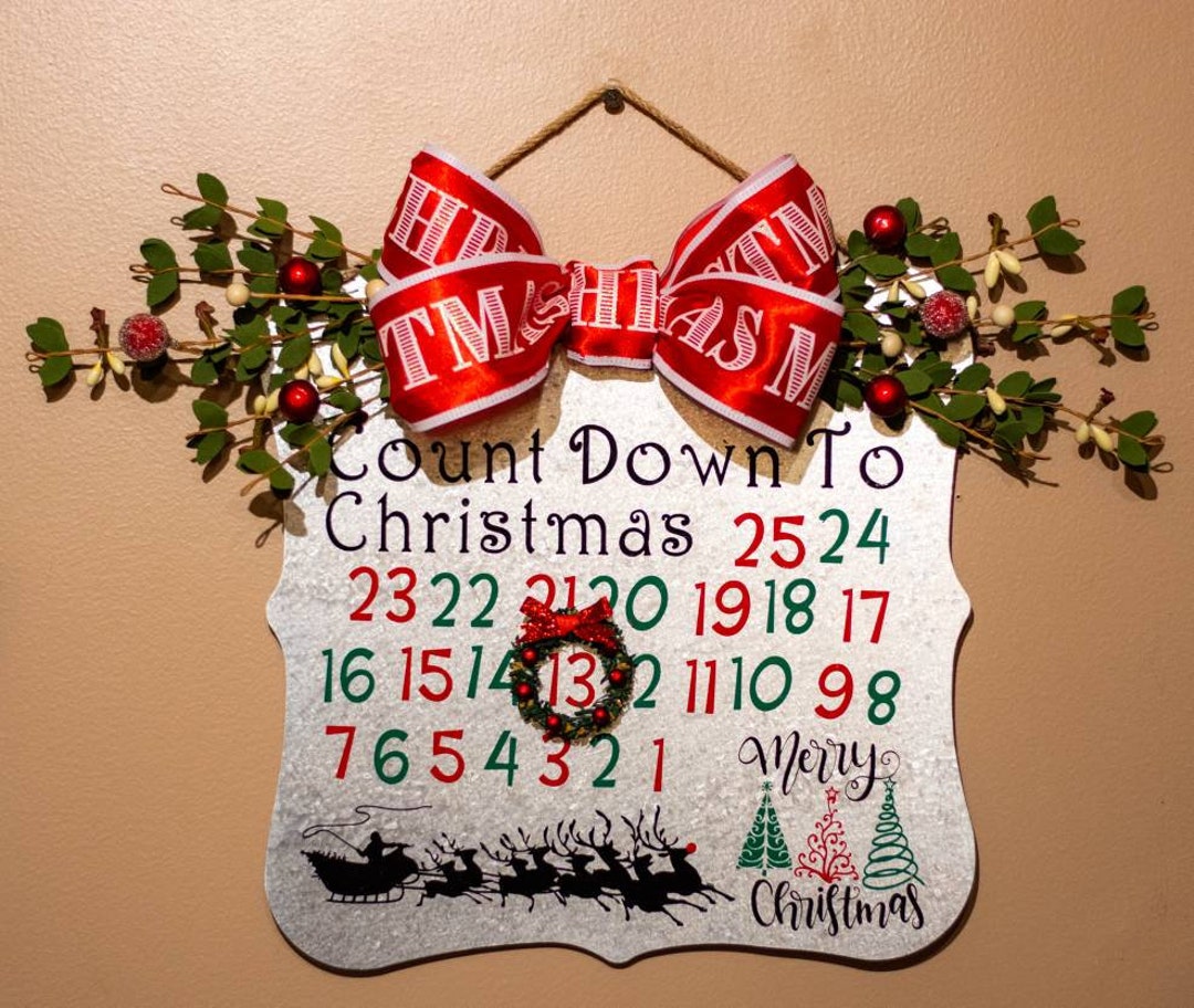 Christmas Count Down Counting Days Christmas Calendar Etsy