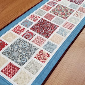 Quilted Vintage Style Table Runner, 43&quot; x 16&quot; Floral Table Runner, Spring Table Runner, Handmade Patchwork Table Quilt