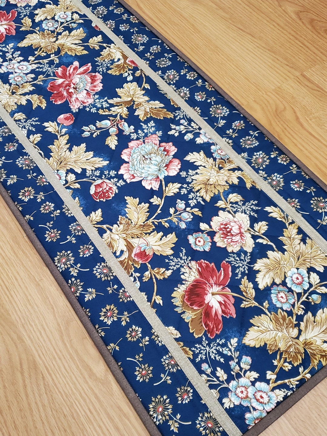 Quilted Floral Table Runner 42 X 15 Table Runner Etsy