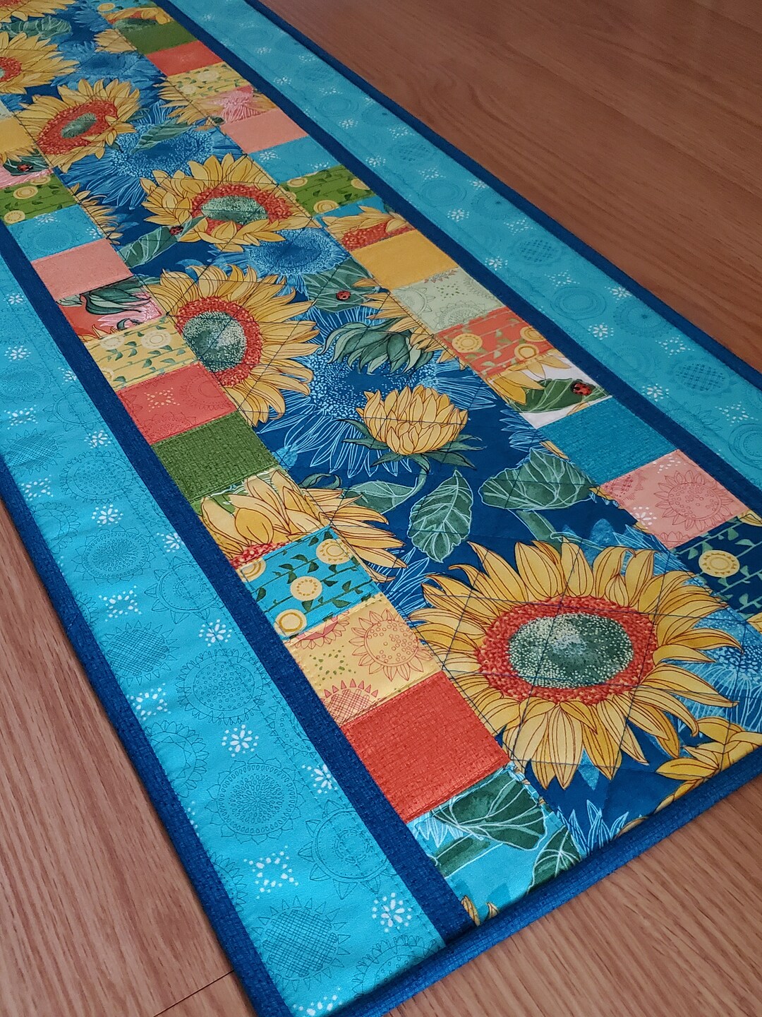 Quilted Table Runner 42 X 15 Sunflower Table Etsy