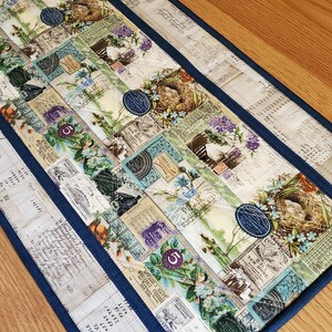 Quilted Flea Market Treasures Table Runner, 41.5&quot; x 14&quot; Table Runner, Vintage-Themed Table Runner, Handmade Table Quilt