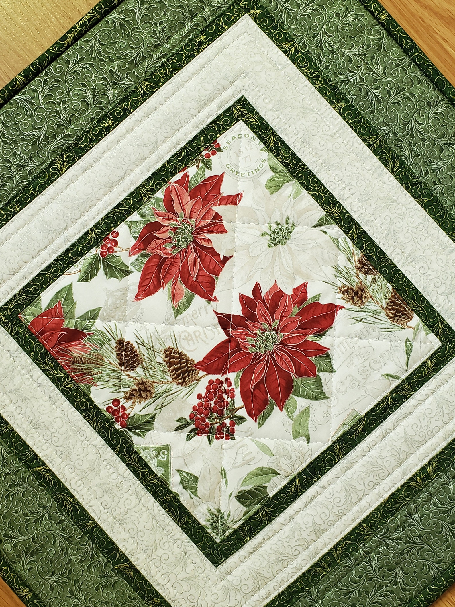 Quilted Table Topper 19.5 Square Christmas Table Etsy